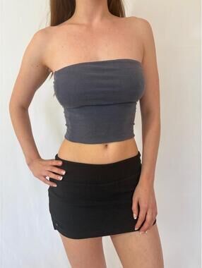 Navy Blue Grunge Soft Cropped Tube Top